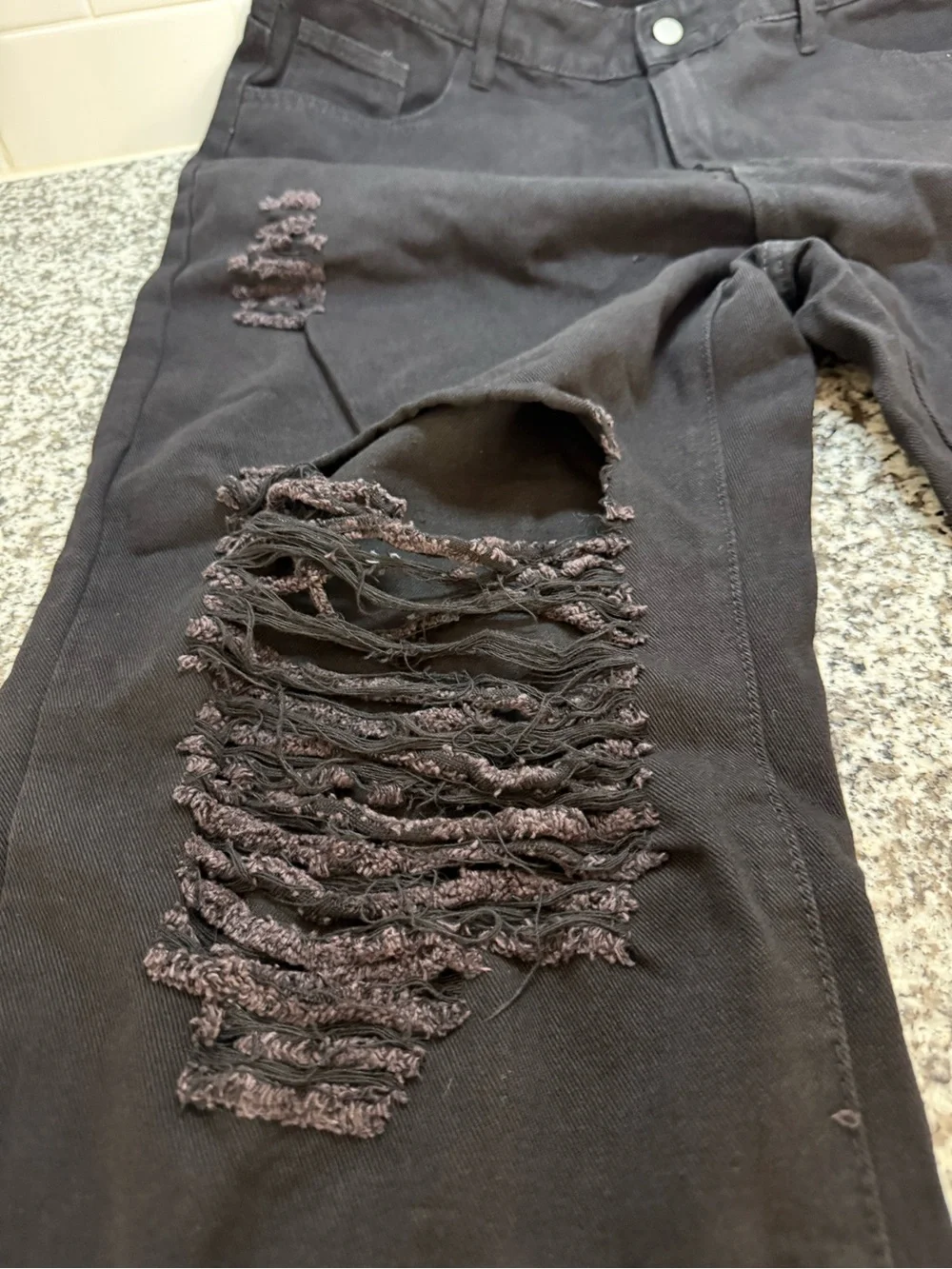 Black Distressed Ripped Jeans - Picture 2 of 4
